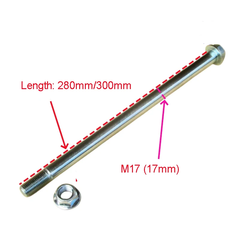 

Motorcycle Wheel Axle Bolt M17-Length 280mm/300mm Diameter 17mm for Motorbike Dirtbike Motocross ATV UTV Tricycle Metal Hardware