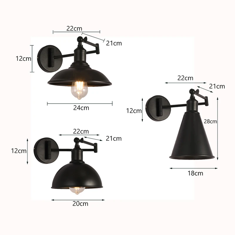 American Retro Folding Arm Wall Lamp Bedroom Bedside Lamp Antique Iron Wall Lamp Living Room Hotel Study Reading Light