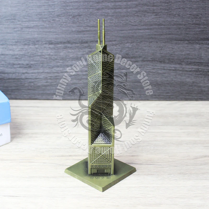 Metal Bank of China Tower Model Hong Kong Modern Landmark Famous Architectural Design Replica Souvenir Gift Home Office Decor