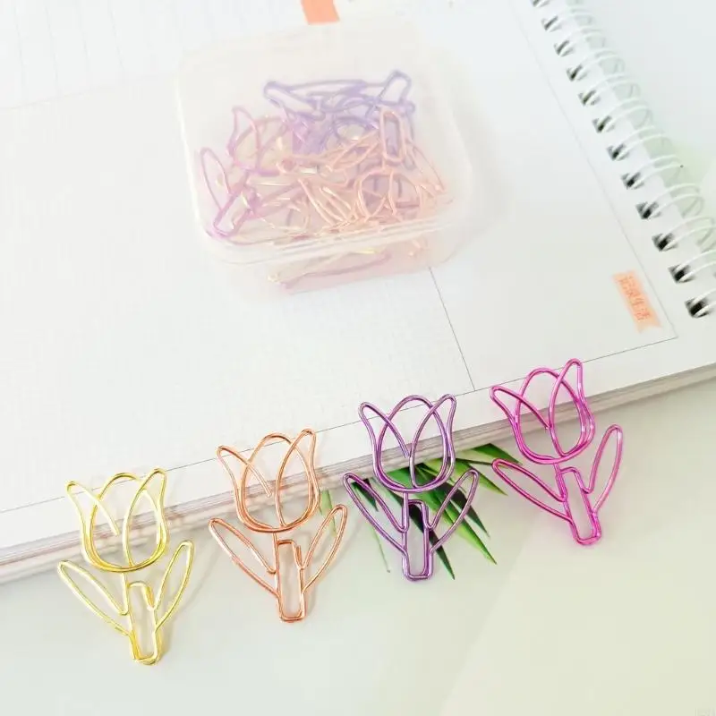 20 PCS Metal Plannner Clips Tulips Mongmarks Clips Office Paper Clips School School School Schools