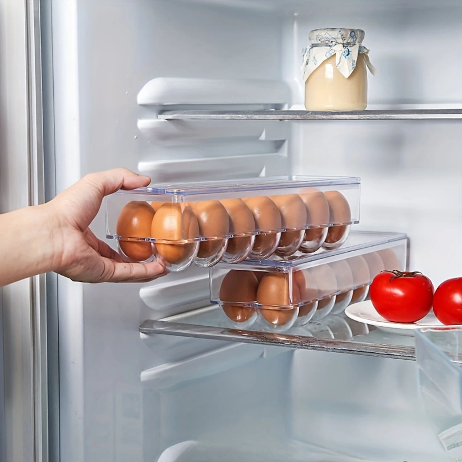 

Fresh-Keeping Refrigerator Egg Box With Dividers - Keep Eggs Organized And Fresh