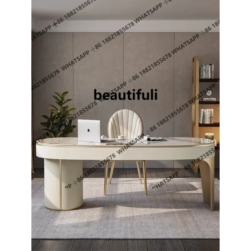 RR Rockboard countertop, desk, office desk, light luxury, computer desk, modern and minimalist consulting desk and chair