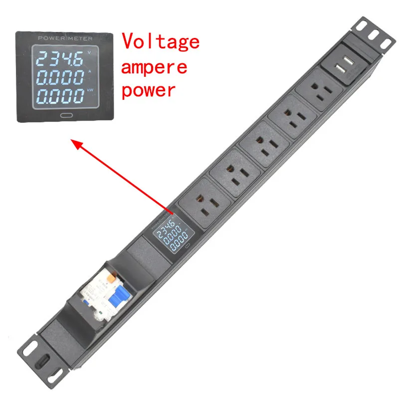 Imagem -04 - Polegadas Rede Rack Pdu Power Strip Eua Tomada de Saída 16a Interruptor de ar Curto Circuito Metros Cabo Extensão 19