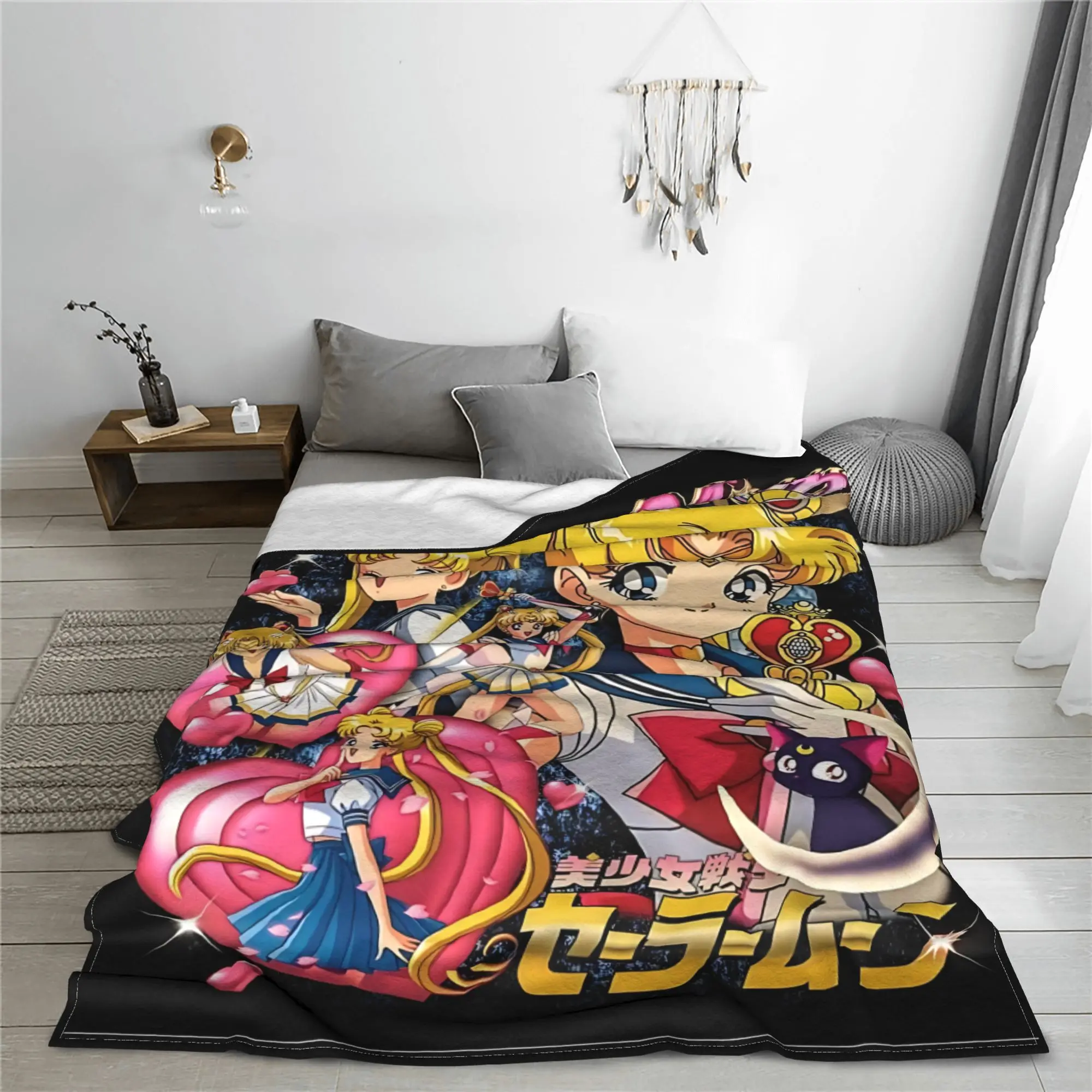 1PC Sailor Moons  home room decorations Winter Blankets for Adults Bedding Home Interior Sofa Knee