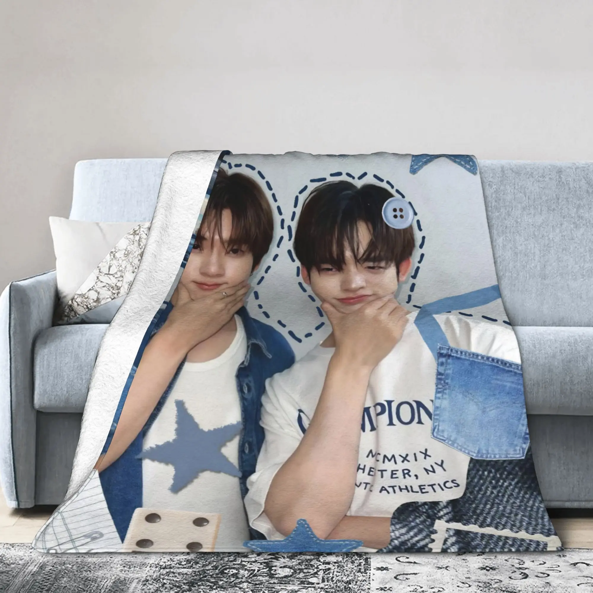 Qin Duang With You Thai BL Flannel Blanket TV Series Funny Bedding Throw Blankets for Home Soft Travel Portable Multifunction