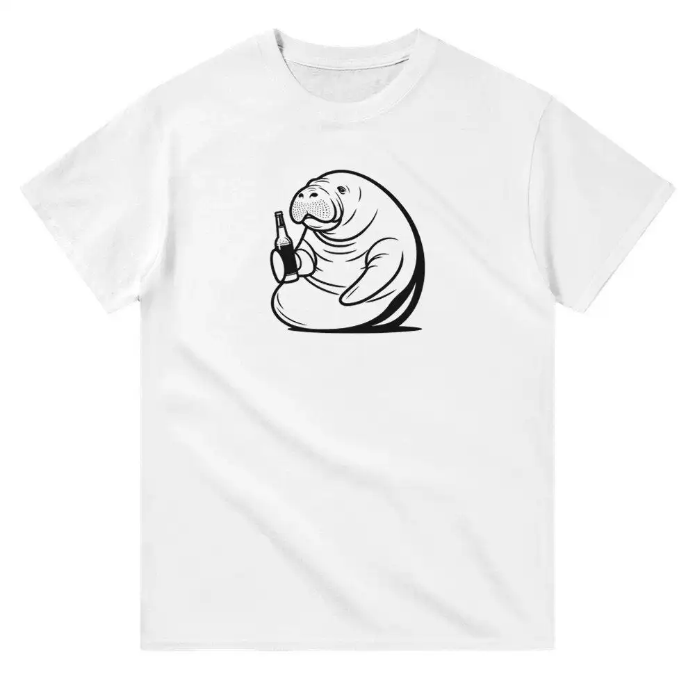 Beer Loving Manatee T Shirt Animal Lover Funny S For Him Her