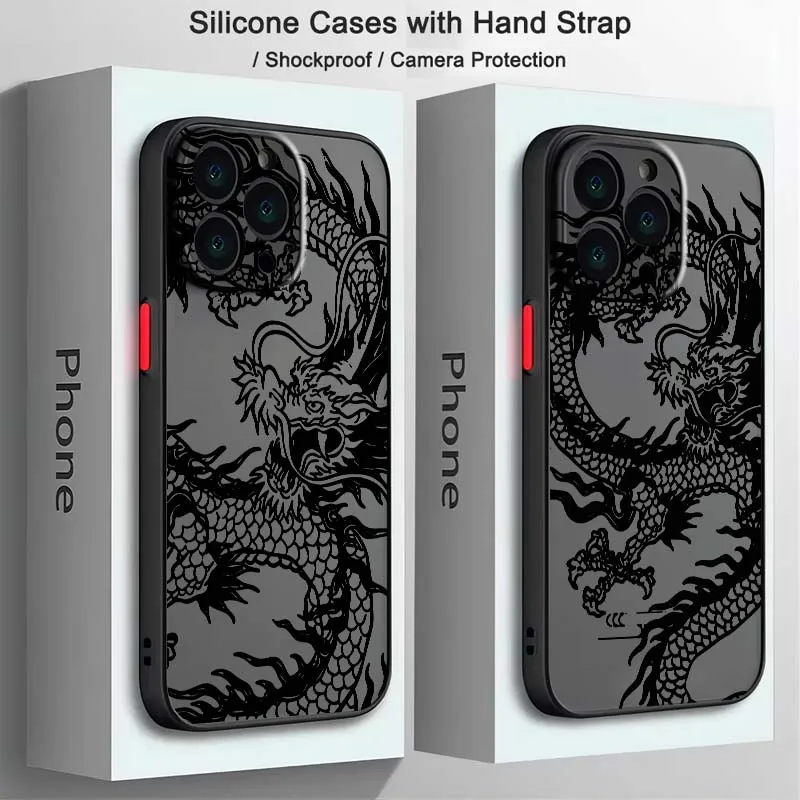 

Creative Dragon Line Cool Phone Case For Apple iPhone 16 15 14 13 12 11 XR XS X Pro Max Plus Mini Frosted Translucent