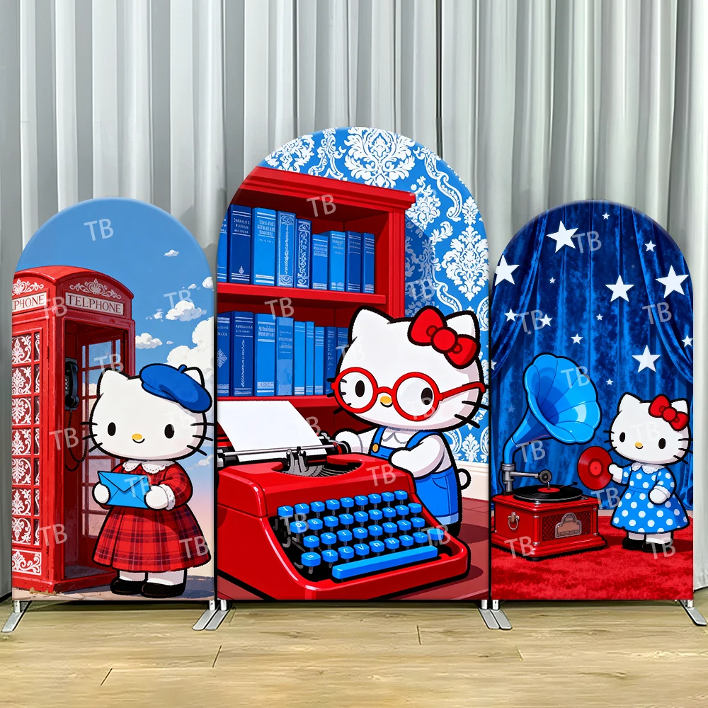 

Sanrio Hello Kitty Theme Arch Backdrop Cover Red Balloon for Girls Birthday Party Baby Shower Decor Photo Background Props