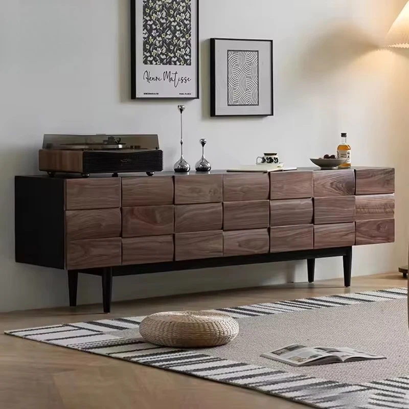 

# Black Walnut Veneer Tv Stand Antique Style Living Room Creative Floor Standing