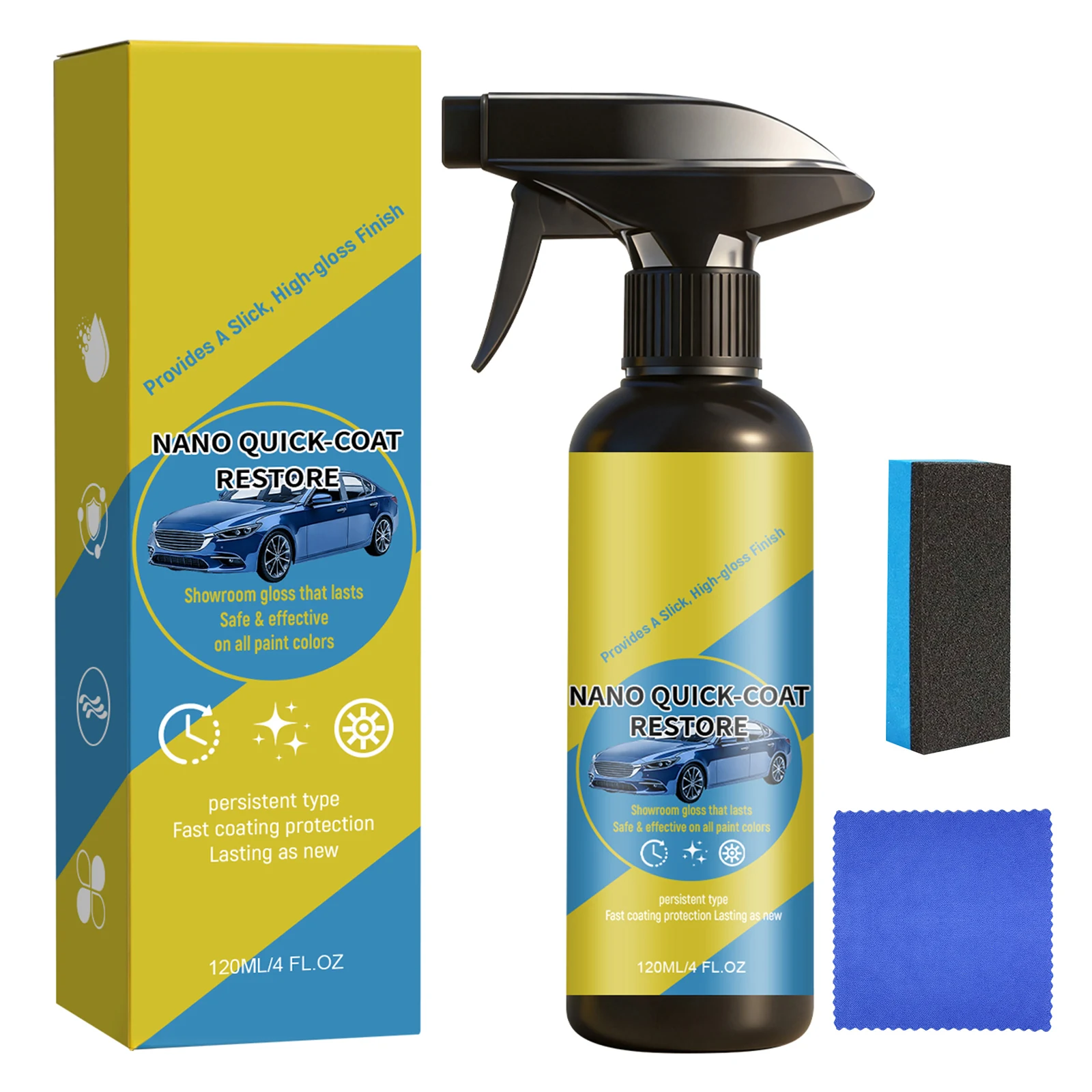 Nano Quick Coat Restore Coating Spray Dust Proof Automobile Quick-Acting Coating Agent for Cars Glazing Effects Long-Lasting