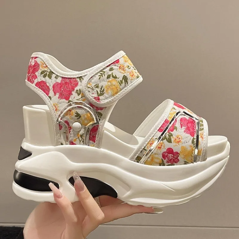 Platform Sandals Female 2026 Summer Fashion Peep-toe Shoes Character With High Heel Muffin Daddy Leisure Sports Sandals Female