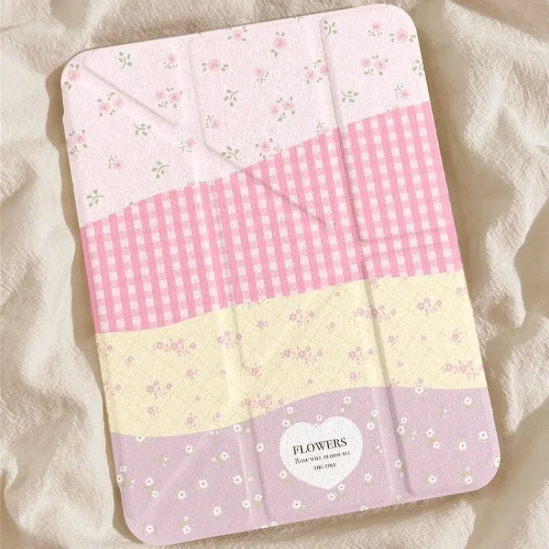 capa-floral-com-estampa-xadrez-estilo-y2k-para-ipad-pro-13-11ª-geracao-m5-m4-129-a16-10ª-geracao-8ª-geracao-7ª-geracao-9ª-geracao-ipad-air-11-m2-m3-e-ipad-mini