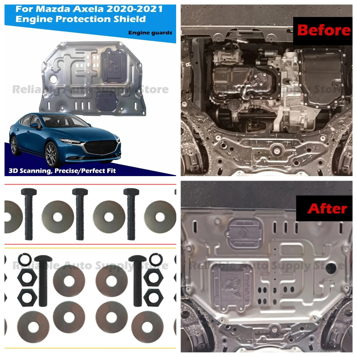 

Heavy Duty Engine Protection Plate Anti Rust Under Cover for Auto For Mazda Axela 2020-2021