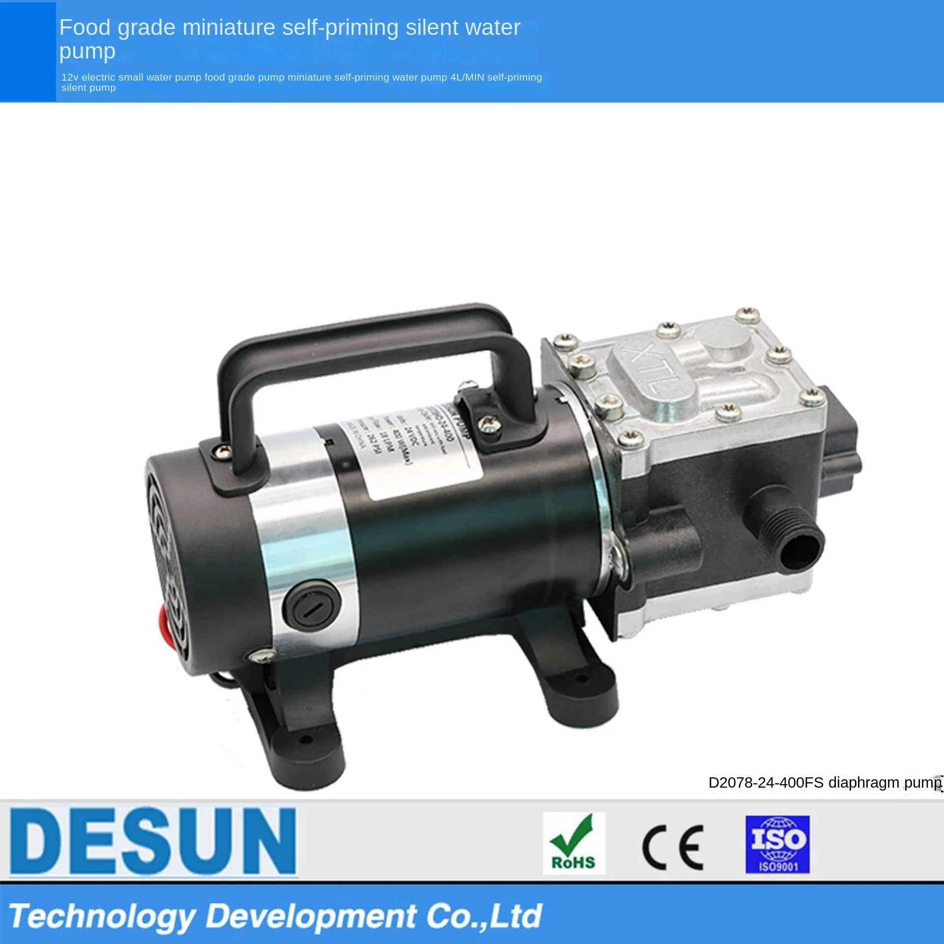 Pipeline pressure test pump Floor heating cleaning pump24v/400w diaphragm pump 18L/MIN large flow equipment pressure measurement