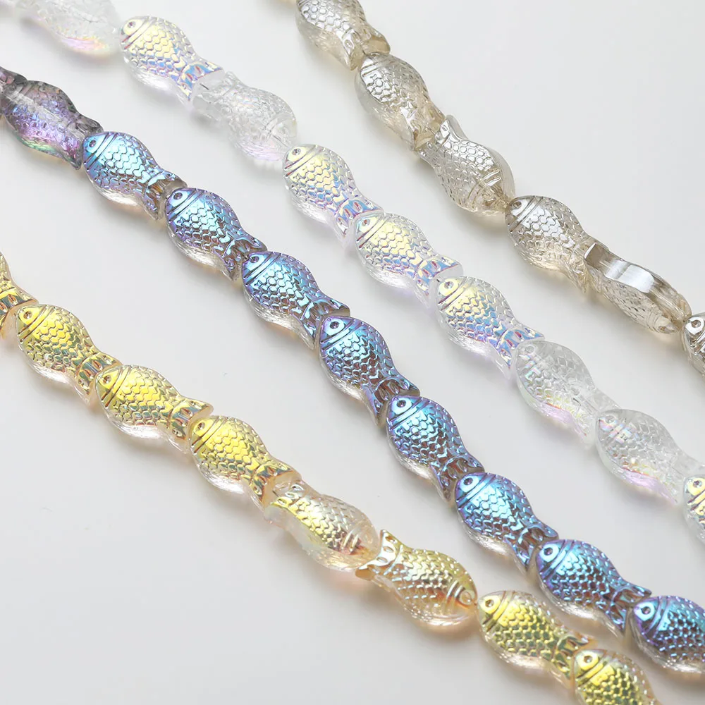 2Strand Transparent Colorful Glass Fish Beads Jewelry DIY Making Supplies Necklace Bracelet Handmade Material Accessories