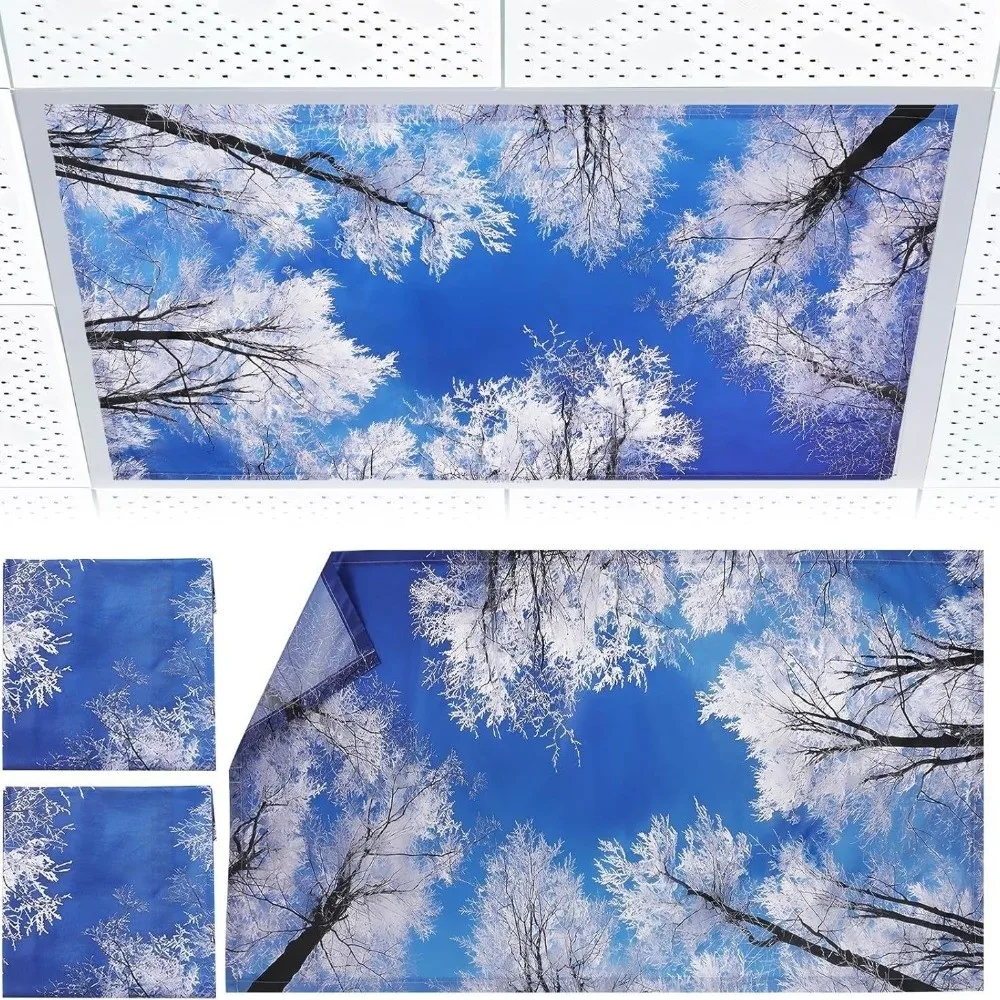 Eye-protective 122*61cm Lampshade 14 Styles Anti-glare Magnetic Light Filters Sky Cloud Fluorescent Light Covers Offices