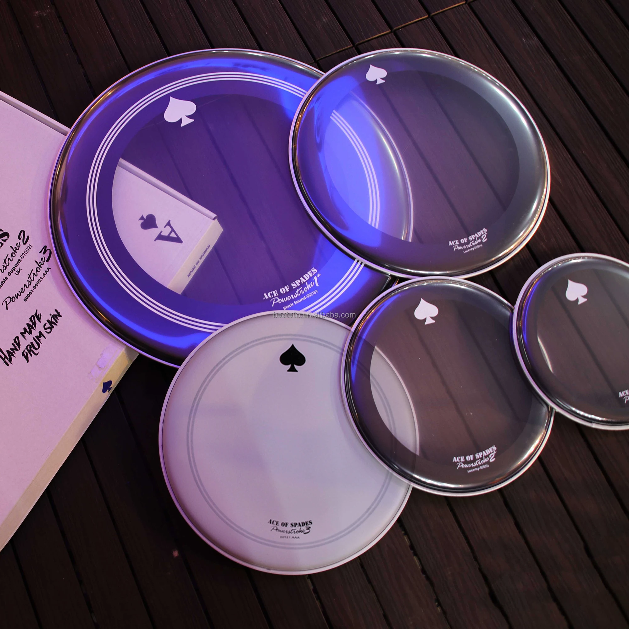 Drum Head Set ACE 10 12 14 16 22 Inch Snare Tom Bass Kick Drum Head Skin Leather With Drum Stick And Turning Key