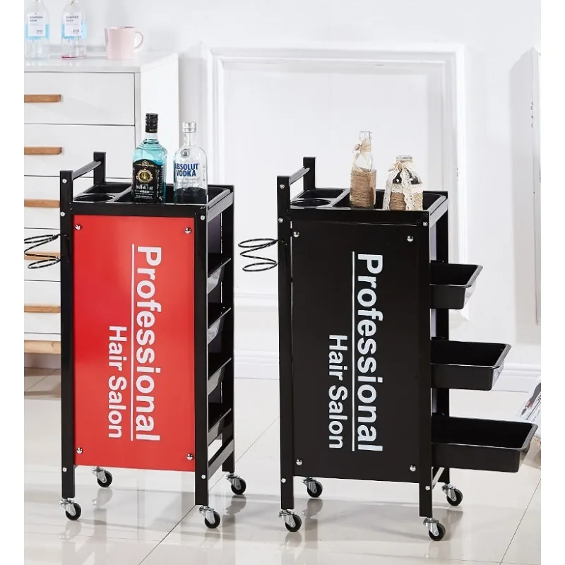

Retro Beauty Cart Salon Trolley Barber Cosmetic Styling Rolling Cart Vintage Design Footage Tool Organizer Mobile Vanity Shelf