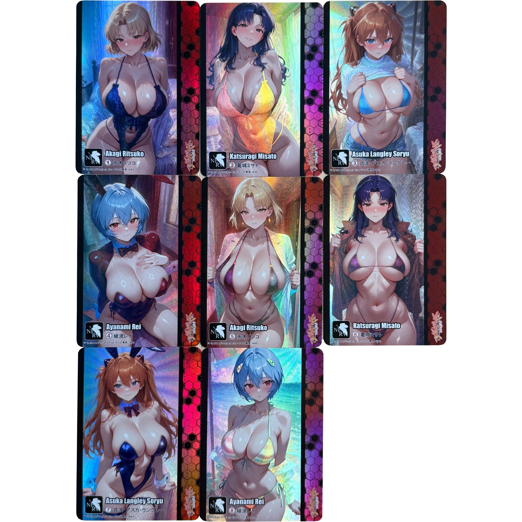 

8 шт./компл. Asuka Ayanami Rei, серия нижнего белья ACG, флэш-карта, сделай сам, классическая коллекция аниме, карта, подарочная игрушка