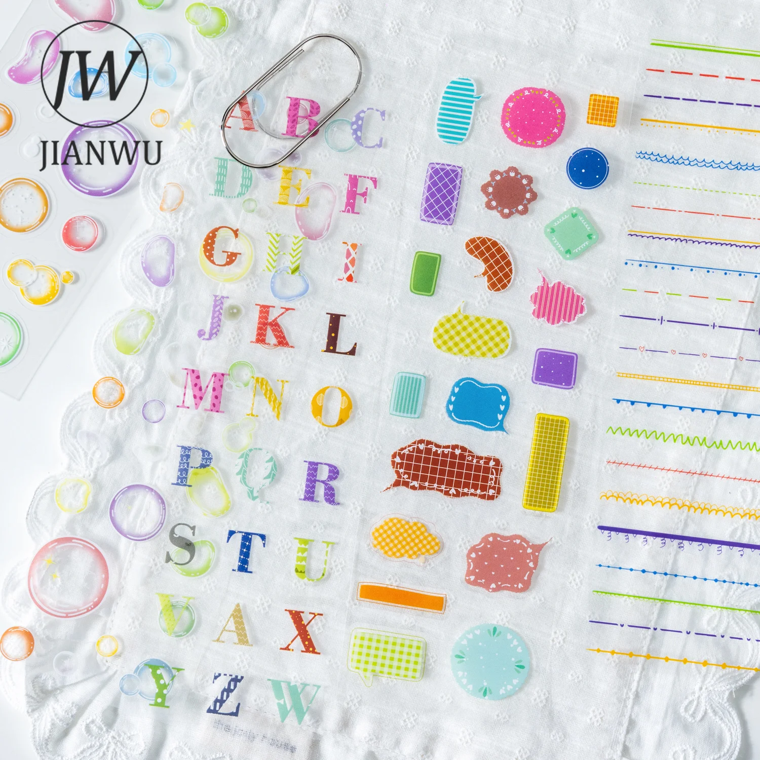 JIANWU Vintage Colorful Number Letter Landscape Material Collage Scrapbooking PET Sticker Book Creative DIY Journal Stationery