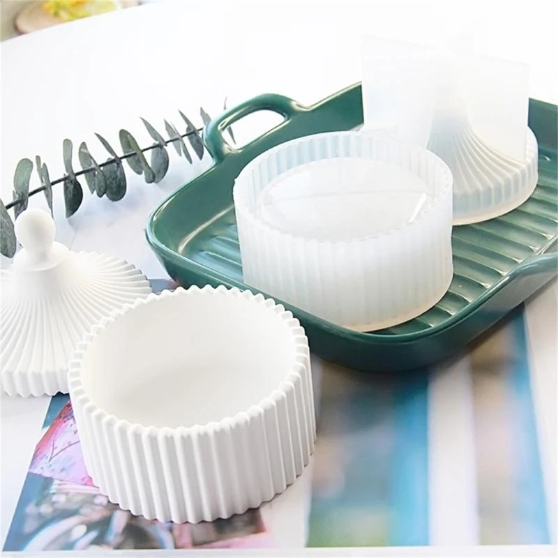 

Jewelry Storage Box Silicone Molds Handmade Epoxy Resin Molds Striped Jar Molds Handmade Cup Molds