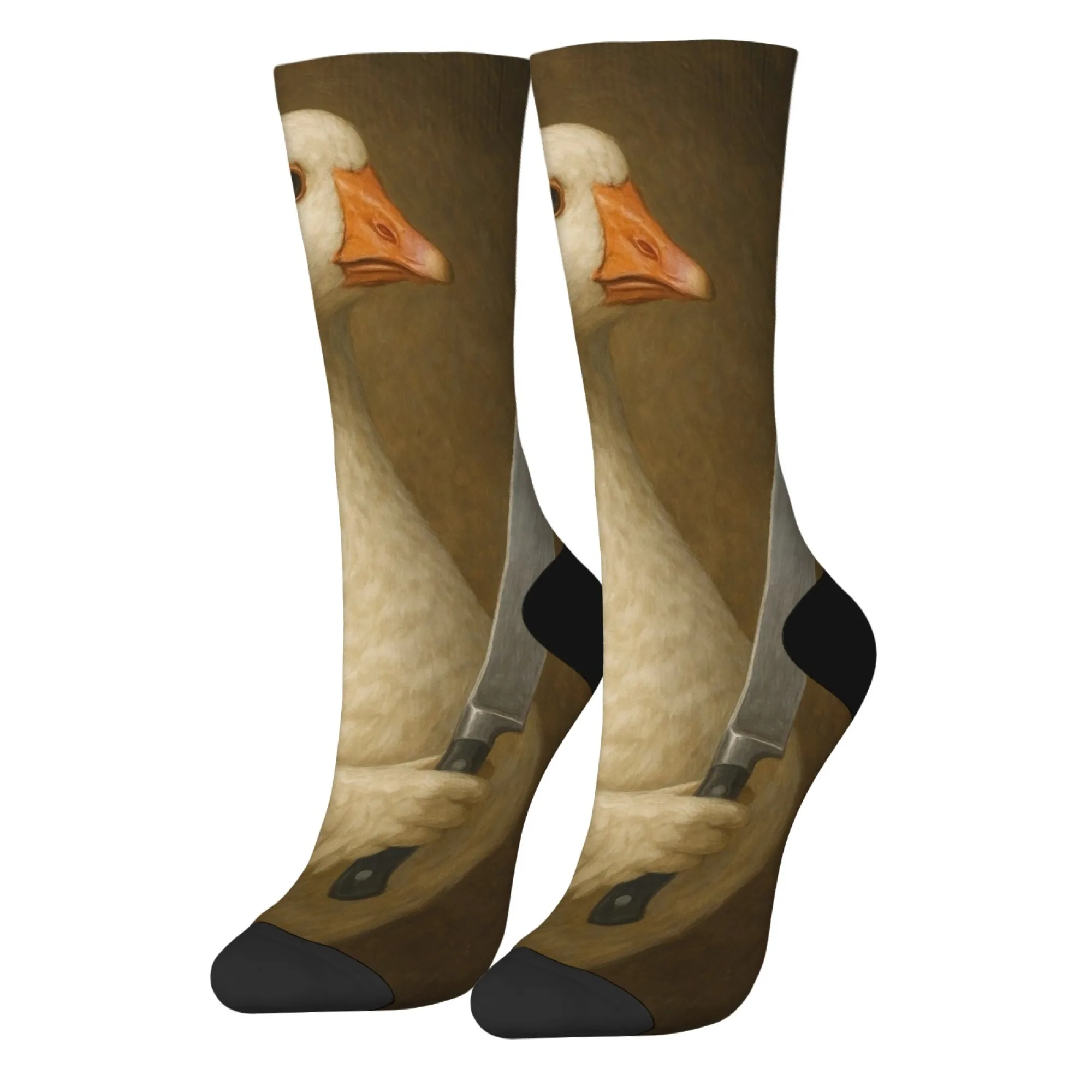 Angry Goose Novelty Funny Men's Socks Harajuku Retro Style Crazy Creative Design Warm Non-slip Casual Fashion Socks Party Gift