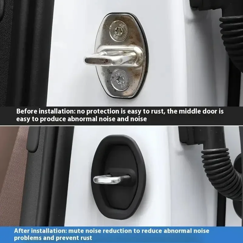 4Pcs Silicone Door Lock Cover Thickened Anti-Collision Protector For Car Door Locks Shock-Absorbing Noise Reduction Pads