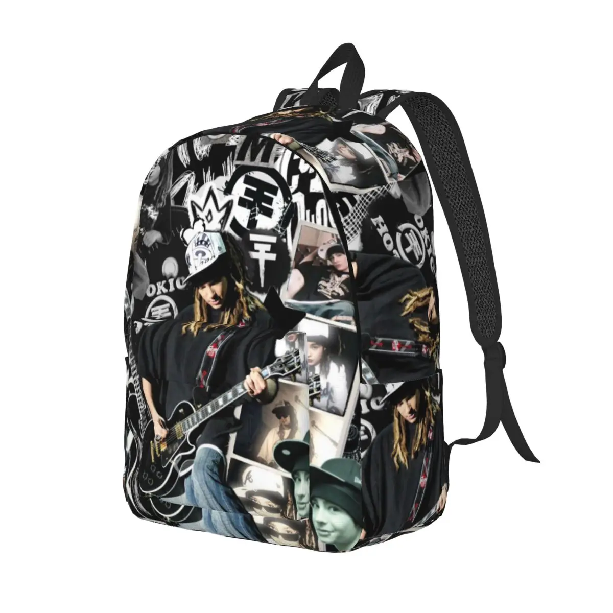 Tokio Hotel Tom Kaulitz Musikband-Rucksack, Tagesrucksack, großes Fassungsvermögen, Kinder-Büchertasche, Schultasche, Umhängetaschen für Männer und Frauen
