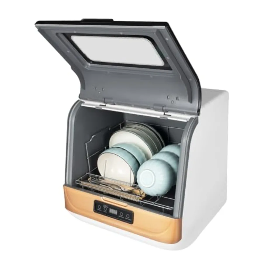 غسالة أطباق صغيرة محمولة على سطح الطاولة مع 3 برامج غسيل للتنظيف العميق وتجفيف الهواء بقدرة 800 وات مدمجة أوتوماتيكية