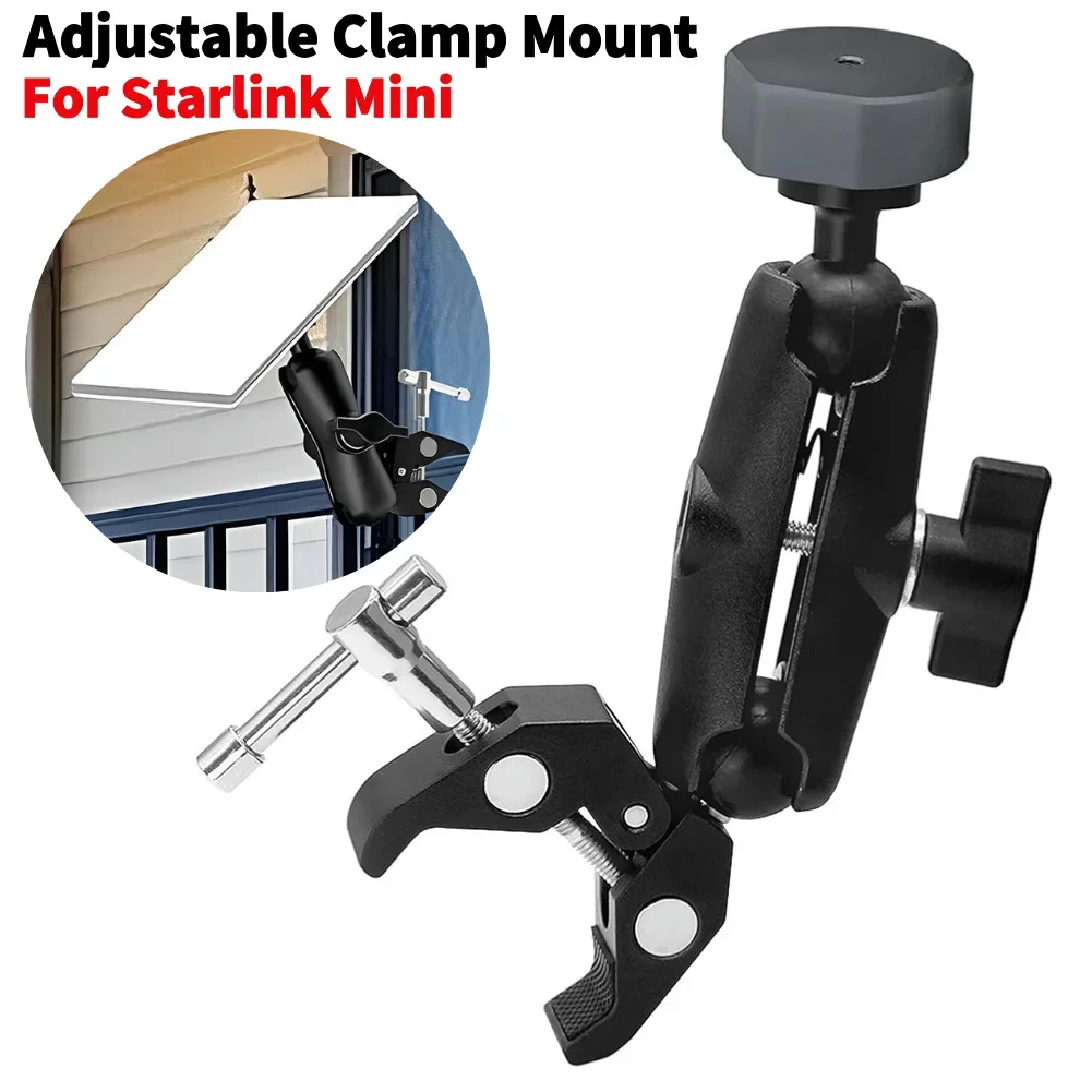 For Starlink Mini Clamp Bracket Kit Adjustable Clamp Mount Roof Mount for Pole Mount on Car RV Ladders Guardrails