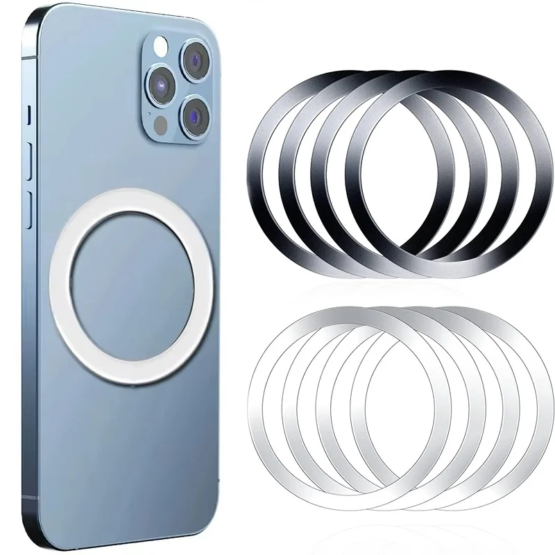 

Универсальная магнитная металлическая пластина-кольцо для беспроводной зарядки, автомобильный держатель для телефона, круглая магнитная наклейка для iPhone, совместимая с MagSafe.