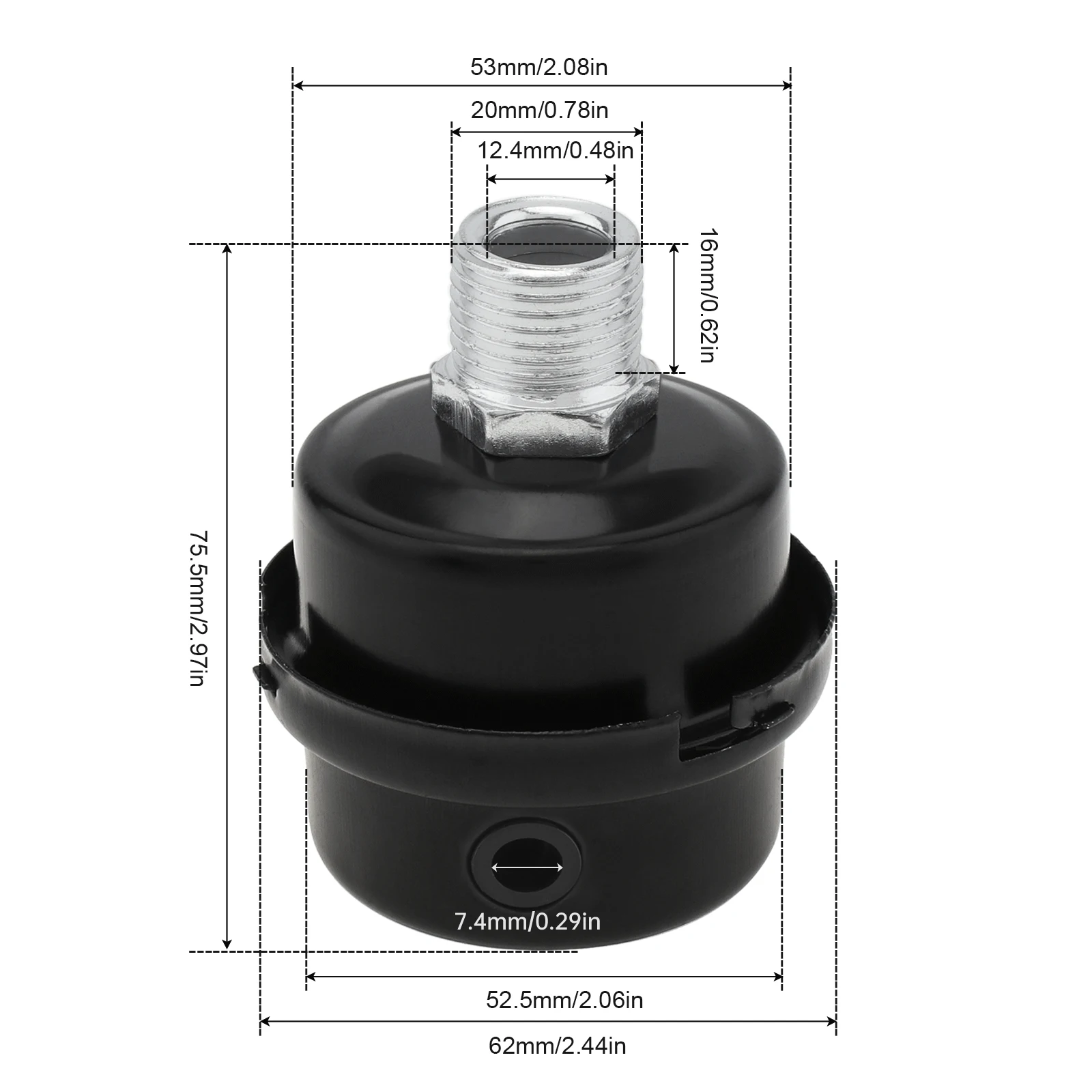 1/2 inch Thread Air Compressor Silencer Intake Filter Sound Noise Muffler Air Compressor Parts for Generator Blower Exhaust Port