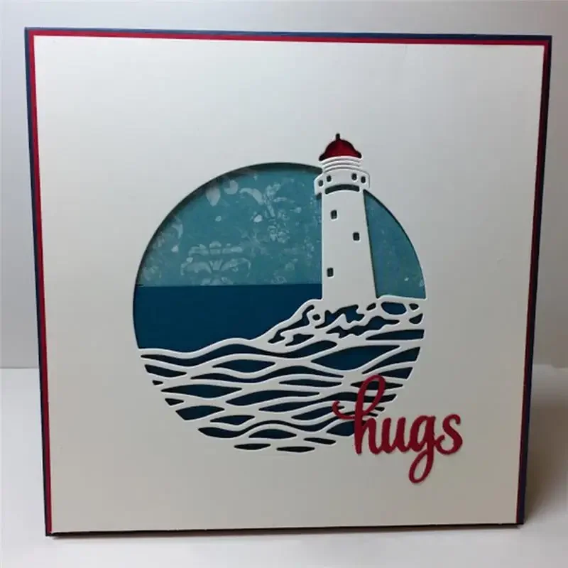 Metal Cutting Craft Dies Background Frame Diecut Scrapbooking for Card Making Sea Lighthouse Album