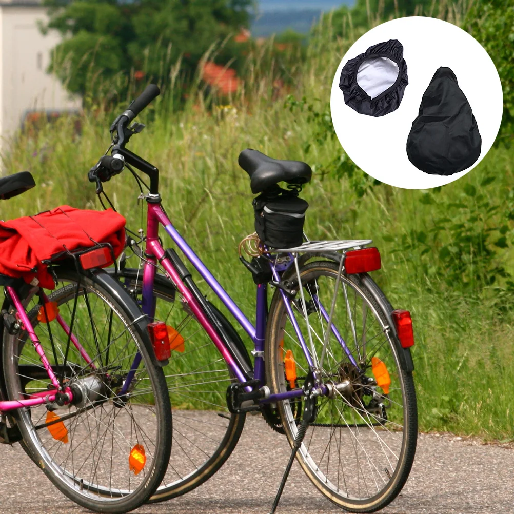 

Bike Seat Rain Cover Water Resistant Saddle Protector Elastic Black Tarpaulin Waterproof Seat Cover Polyester Coating UV