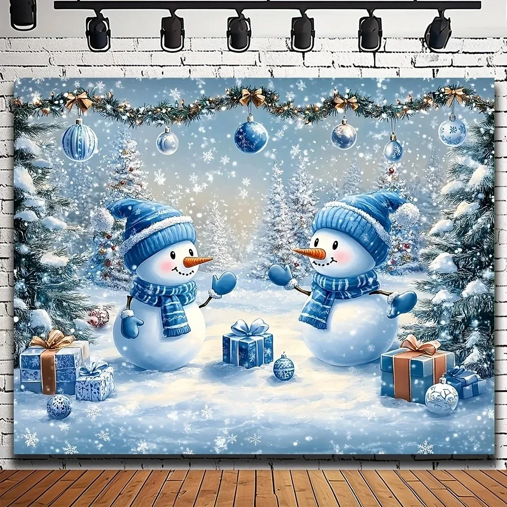 Winter Weihnachten Weihnachtsbaum Schneemann Banner Hintergrund, Familienfeier, Familienporträt Fotografie Hintergrund für Kinder