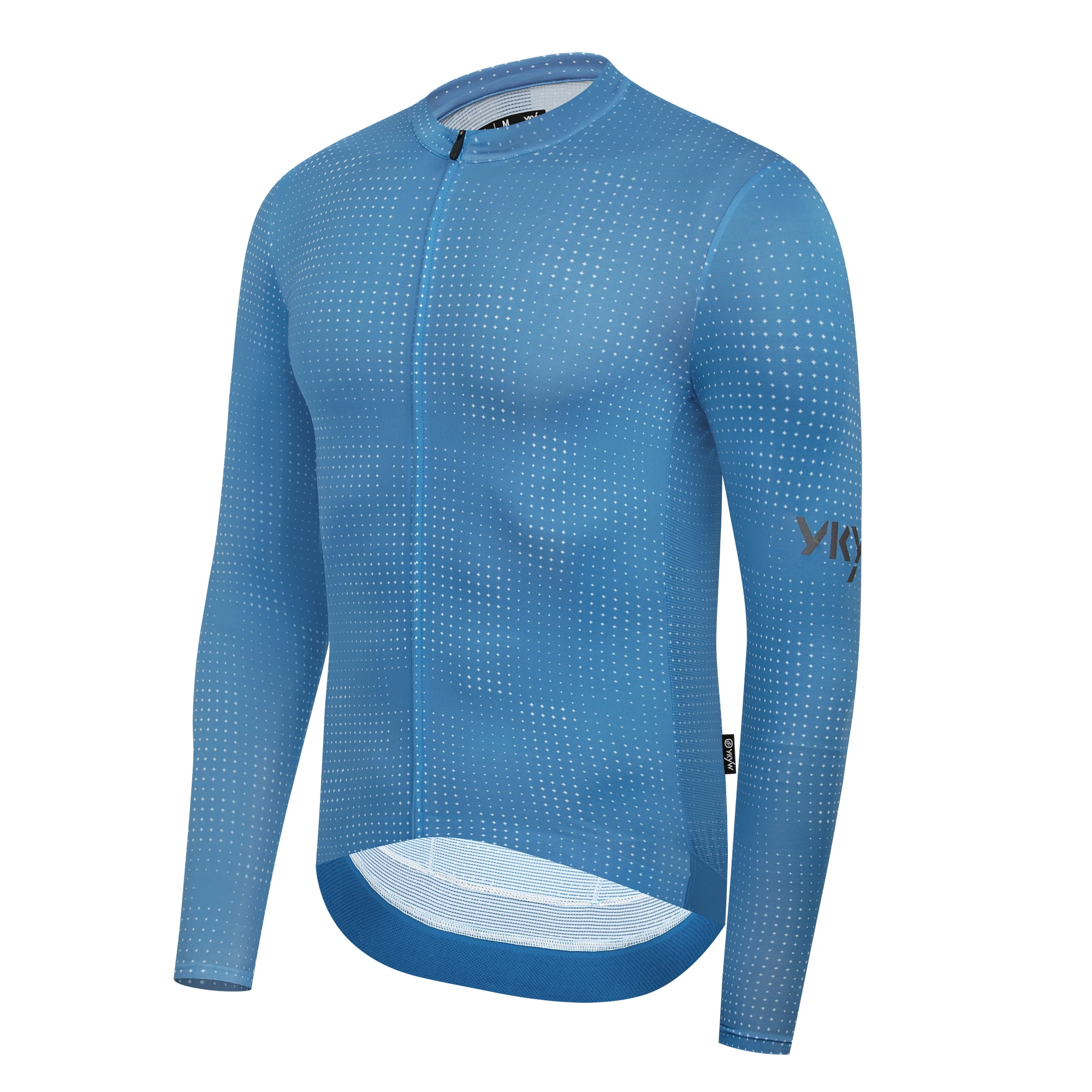 YKYWBIKE Herren Nahtloses Langarm-Radtrikot UPF 50+ Atmungsaktiv Schnelltrocknend MTB-Fahrradshirt Rennrad-Oberteil für Frühling Herbst – Detail 9