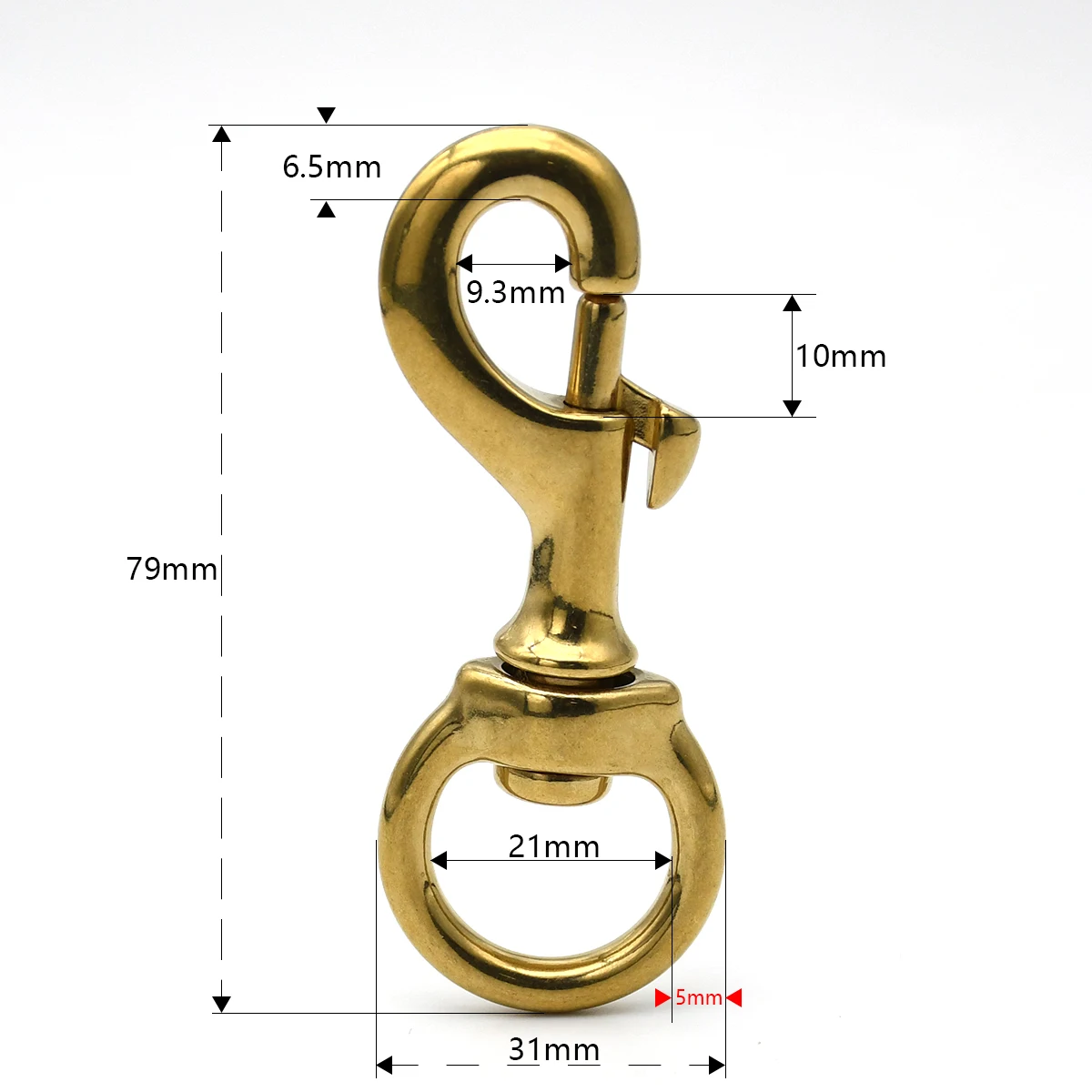 Solid Brass Snap Hook Carabiner Rotatable Bolt Trigger Clip Clasp Buckle for Leathercraft Bag Strap Pet Leash Parts Accessories