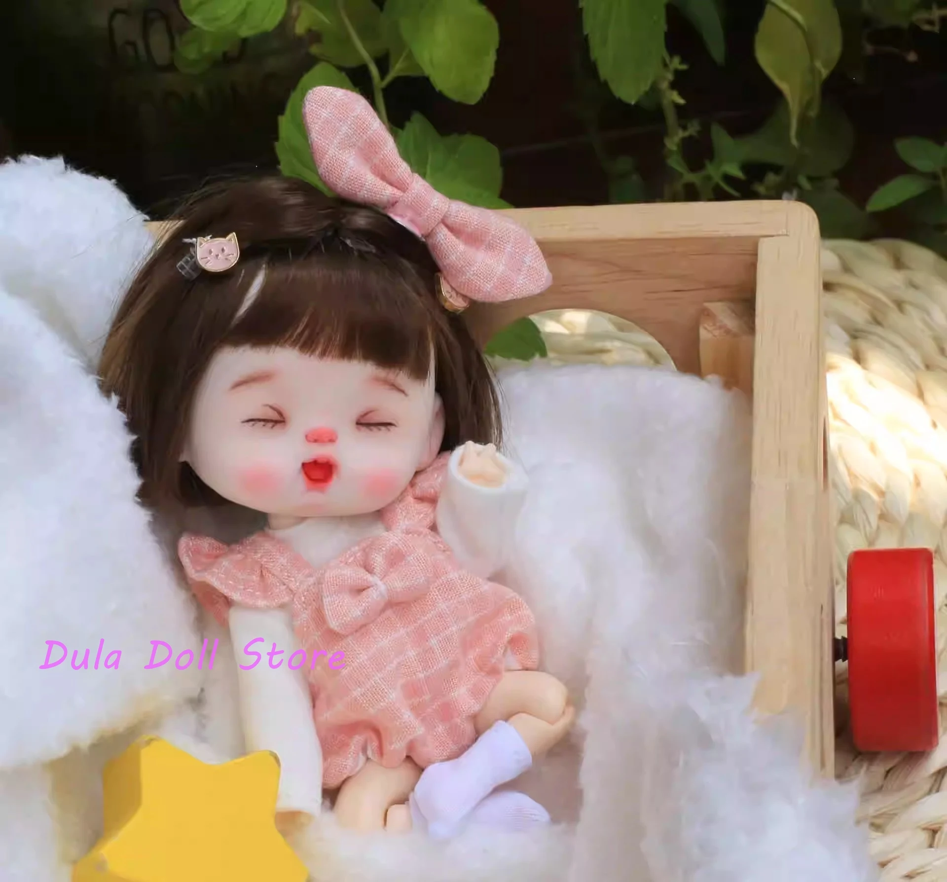 Dula Doll Clothes Dress Pink checkered bow climbing suit Ob11 gsc Doll Accessories