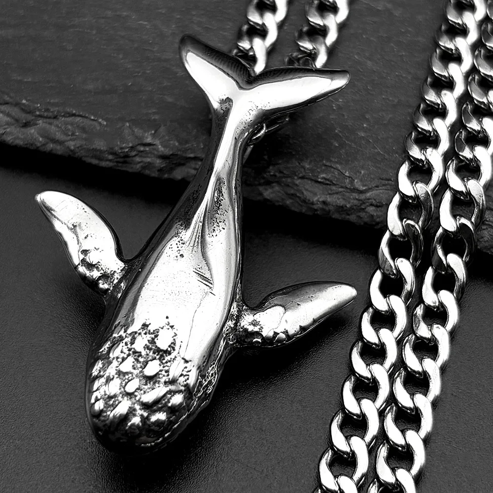 

HNSP 316L Stainless Steel Viking Whale Pendant Necklace For Men Punk Gothic Jewelry Accessories