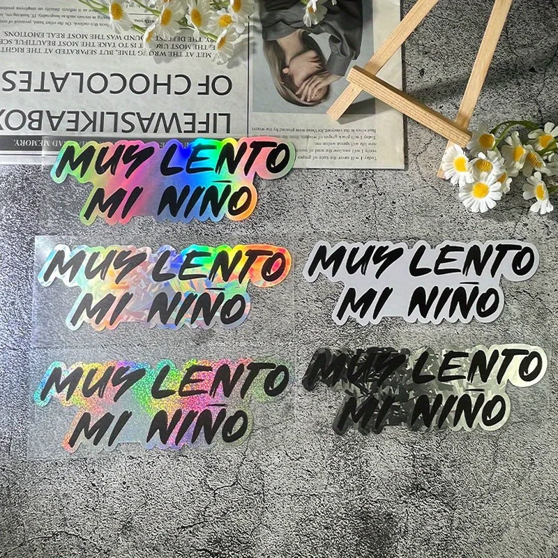 1 قطعة ثلاثية الأبعاد أنيقة "Muy Lento Mi Nino" ملصق سيارة موتو عبارة روح الدعابة زينة الجسم للدراجات النارية السيارات #1