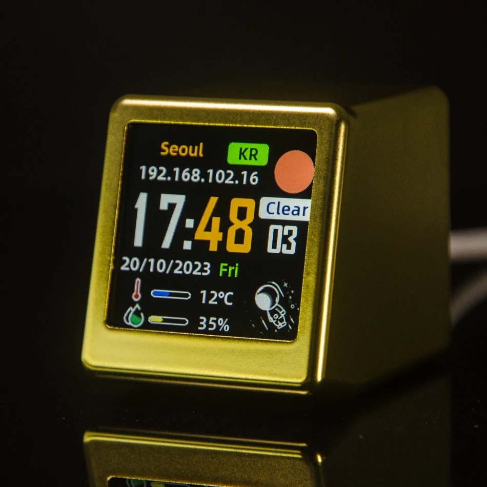 Super cool mini WiFi desktop weer digitaal klokstation met IPS LCD-schermgadget voor decoratie