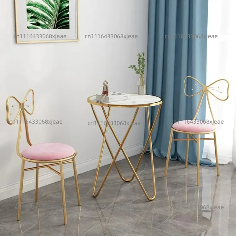 Chair Simple Leisure Chair Metal Backrest Dressing Bow Chair Wrought Iron Stool