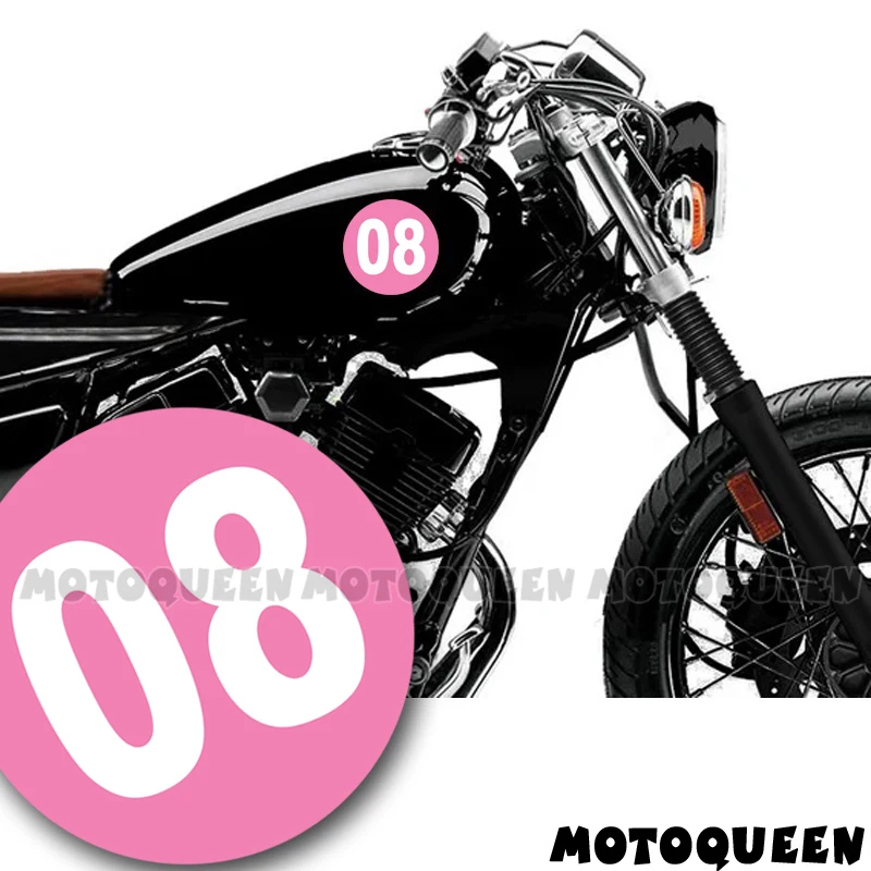 Racing Number 07 08 15 16 17 25 26 Motorcycle Helmet Fairing Decal Fuel Tank Side Cover Circle Pink Stickers For Honda Suzuki