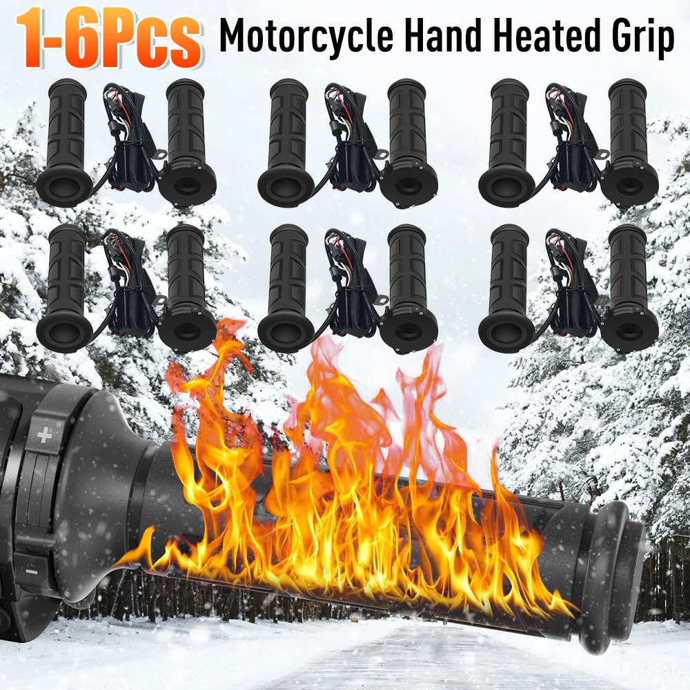 

1-6 шт. 22-мм универсальные подогреваемые ручки для мотоцикла с 3 режимами регулировки, водонепроницаемые, электрические, для скутера, квадроцикла, мопеда ﻿