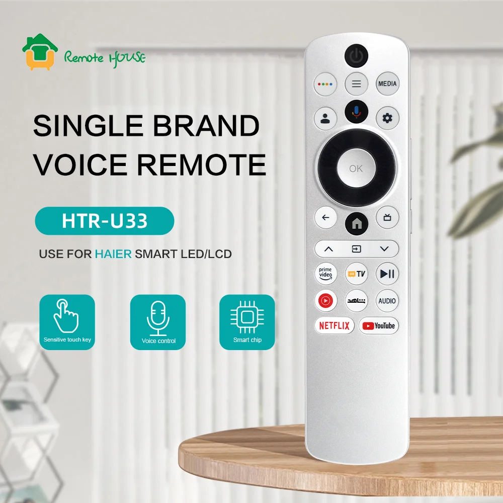 HTR-U33 nuevo reemplazo de Control remoto por voz Compatible con Haier 4K Smart TV 75S800QT con voz S65S800QT 65Q6 con búsqueda por voz