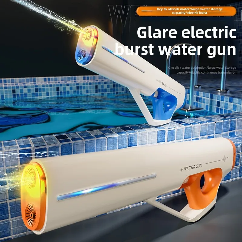 Powerful Automatic Water Gun Toy With LED Water Absorption Electric Soaker High Pressure Spray Blaster Pool Toys for Kids Adult