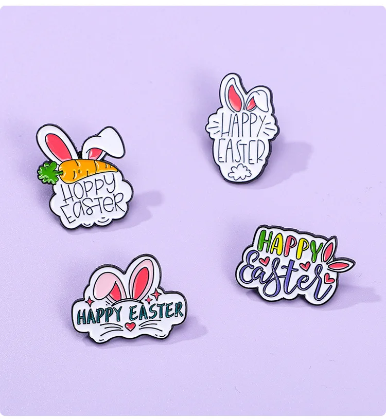 Simpatico coniglietto pasquale in 4 pezzi con cappello, zaino, spilla, accessori regalo