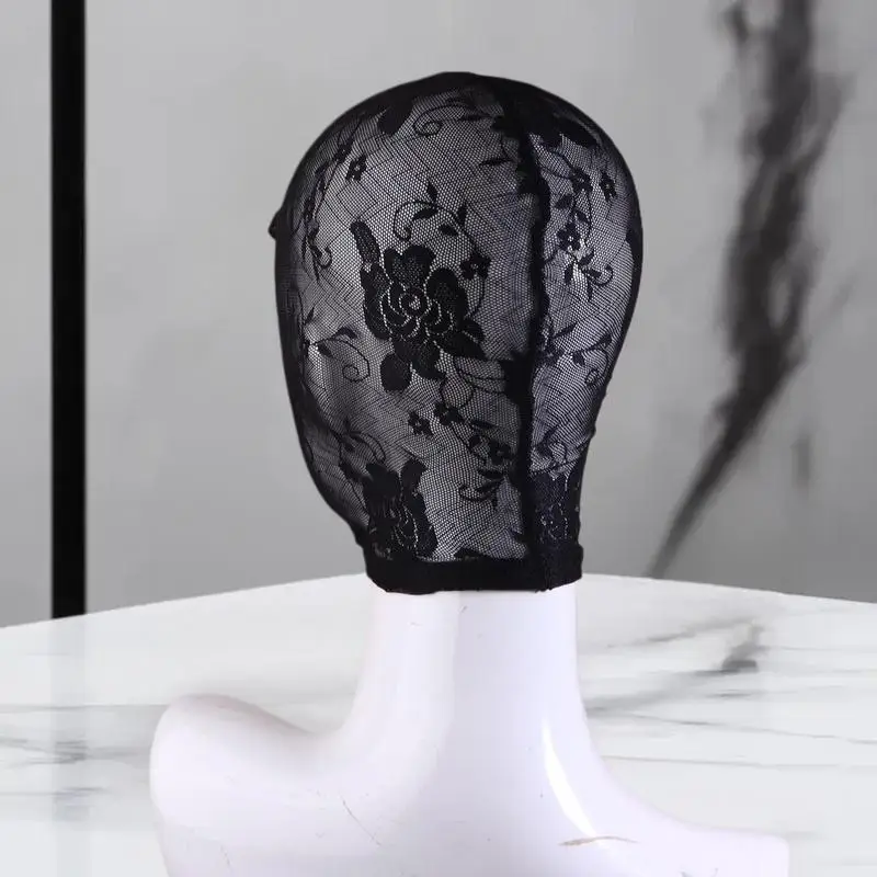 Maschera di pizzo nero alla moda Maschera per la testa sexy unisex Copertura elastica per il viso per copricapo per spettacoli di feste cosplay