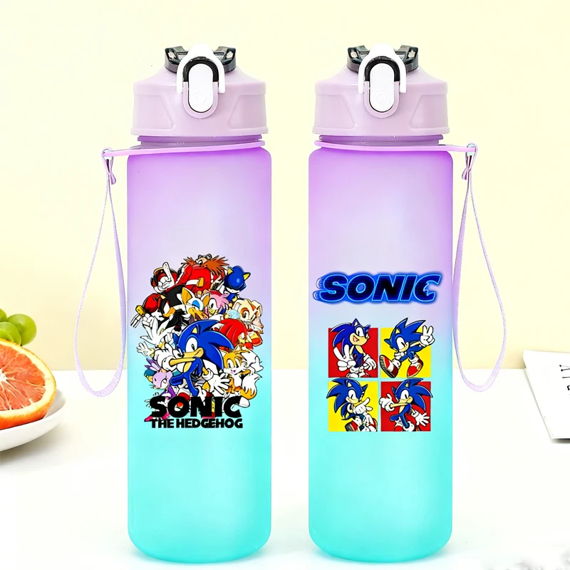 750ml Sonics Sport Waterflessen Anime Frosted Fles Outdoor Reizen Gym Fitness Kannen Draagbare Drinkbekers Jongens Meisjes Gift