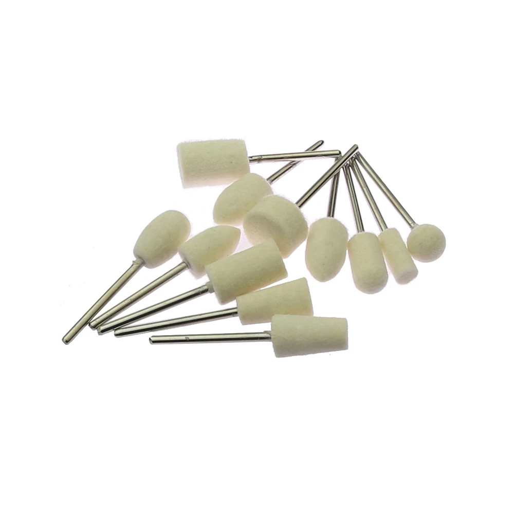 12 Uds. Ruedas de pulido de fieltro, cabezal de molienda de cerámica montado en vástago de 2,35mm, brocas Dremel, herramientas de acabado de molde para decoración de uñas